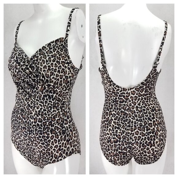 NEW Aqua Green S One Piece Swimsuit Twist Front in Animal print - Picture 1 of 11